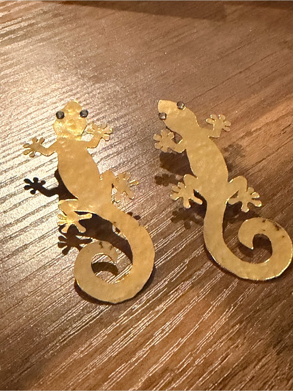 Statement Gold Gecko Drop Earrings - Picture 2 of 3
